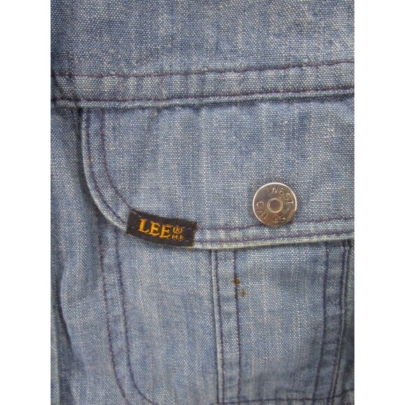 VINTAGE Lee Jacket Small Western Trucker Denim Shacket 70s Snap USA * - Picture 6 of 15
